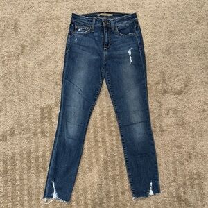 Joes Jeans- Blue Skinny Jeans with Distressed Details and Ankle Zippers